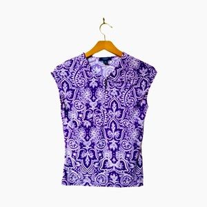 Chaps Purple/White Paisley Top, Size XS, NWOT